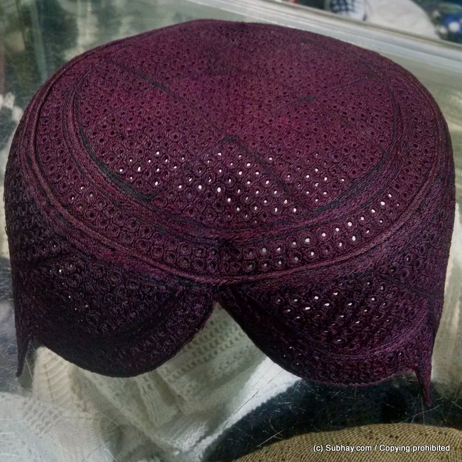 Dark Maroon Color Rumaali Sindhi Cap / Topi (Hand Made) MK-298